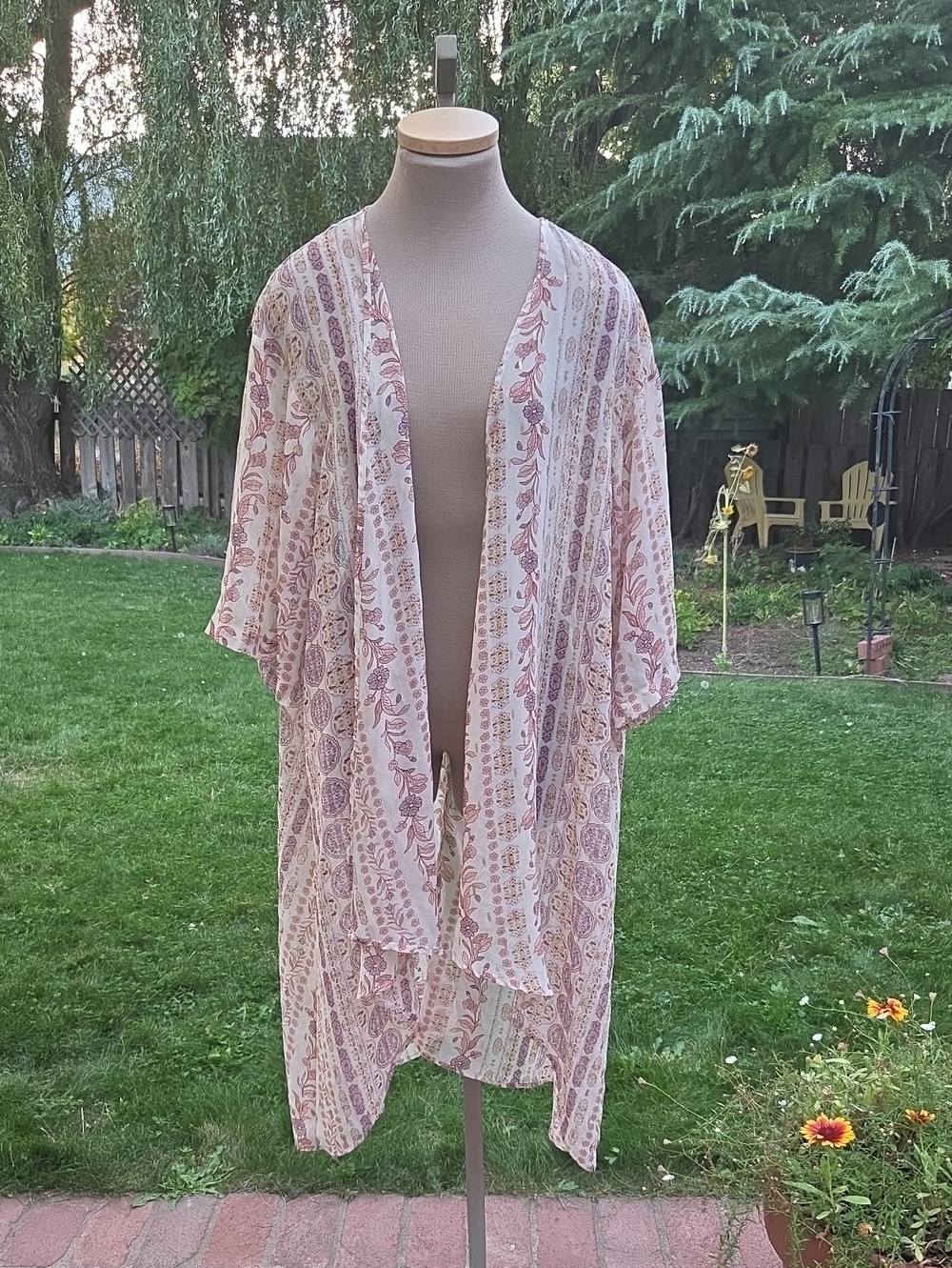 Women's Light Pink Floral Beach Kimono Cover-Up